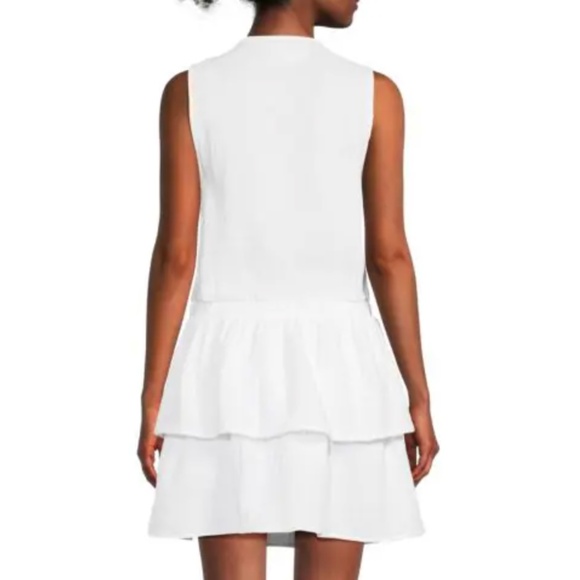 NWT Sol Angeles 100% Cotton Ruffle V Neck Mini Dress - Medium - White - Picture 2 of 2